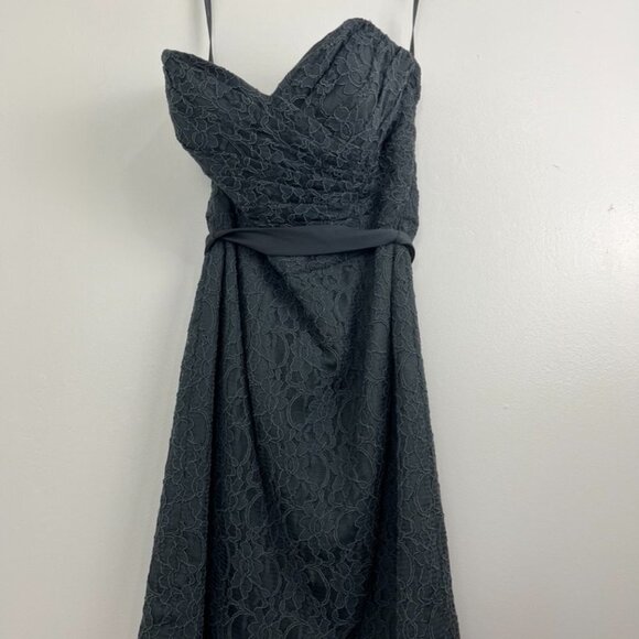 Mori Lee by Madeline Gardner Grey Lace Strapless Formal Dress - Picture 3 of 13